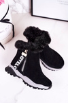 Дитячі утеплені зимові черевики з хутром Black Love-Love