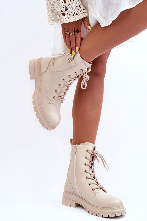 Жіночі шкіряні ботильйони бежеві Chrezy