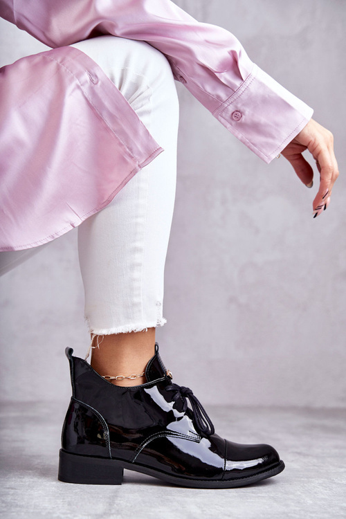 Лаковані чоботи Чоботи на шнурівці Ніколь 2781 Чорні