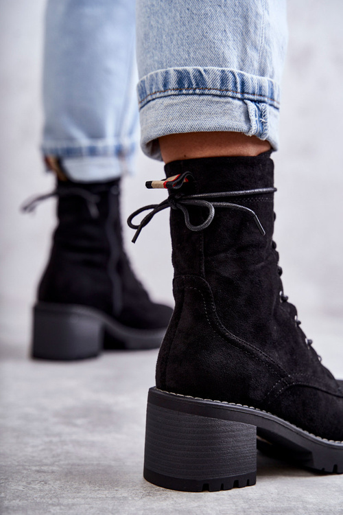 Жіночі теплі черевики на високому каблуці Black Julieta