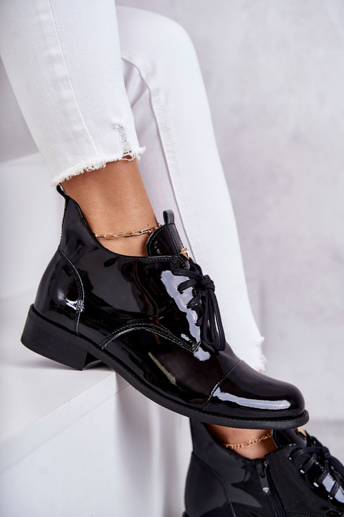 Лаковані чоботи Чоботи на шнурівці Ніколь 2781 Чорні