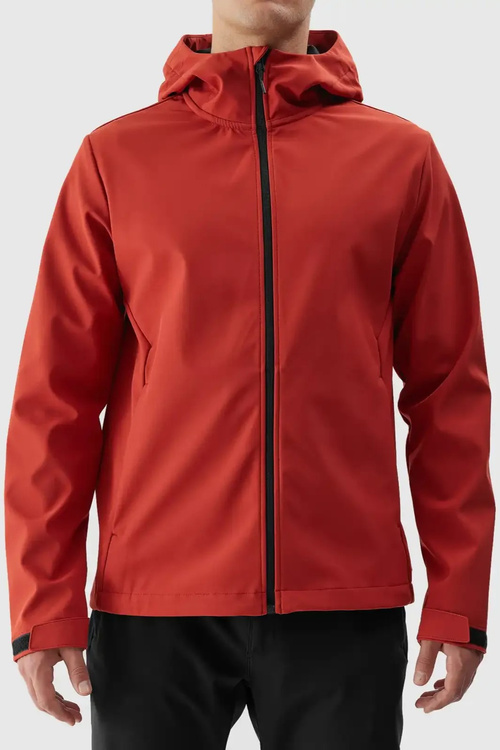 Чоловіча куртка софтшел з капюшоном червона 4F 4FWAW24TSOFM283-61S