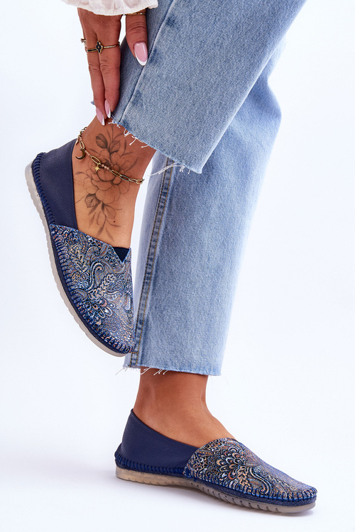 Жіночі шкіряні балетки Maciejka 01930-103 Темно-сині