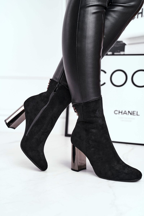 Жіночі чоботи на підборах чорні Trens