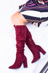 Жіночі замшеві чоботи на гострому каблуці темно-бордового кольору Nightcall