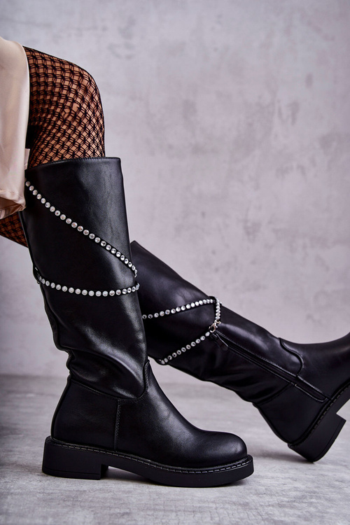 Жіночі чорні чоботи з орнаментом Black Finlay