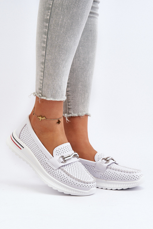 Білі жіночі шкіряні мокасини Veridinna