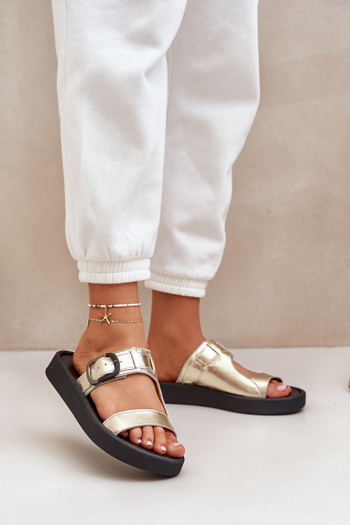 Жіночі Шкіряні Сандалі На Платформі Zazoo 3024 Золоті