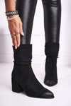 Жіночі черевики на високому каблуці з еко-замші чорного кольору