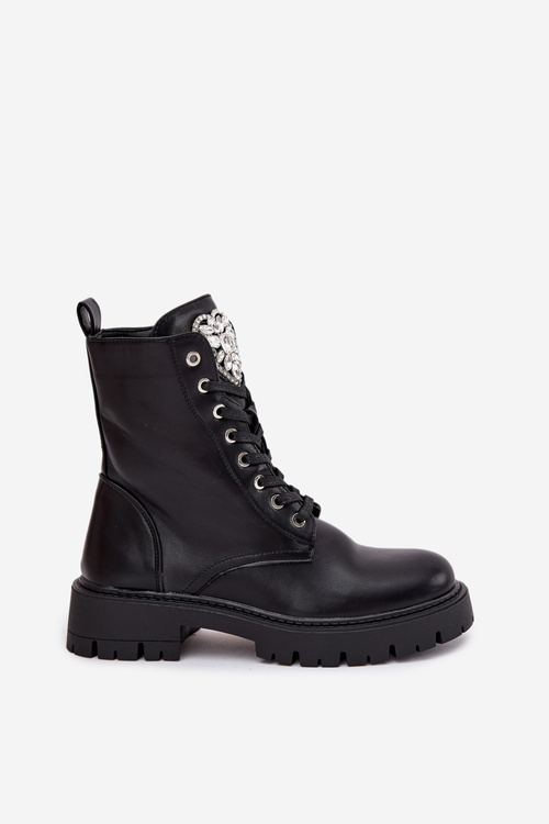 Жіночі робочі ботинки з кришталиками на язичку світло бежеві Rosira