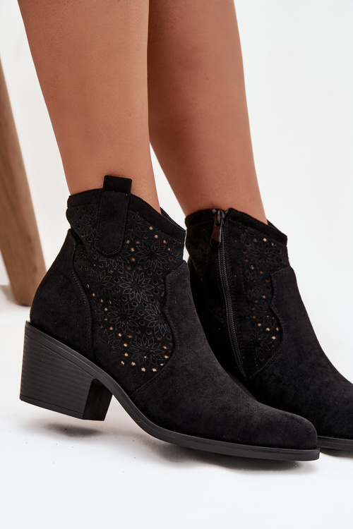 Жіночі відкриті чоботи на підборах Чорні S.Barski HY52-529 Чорні