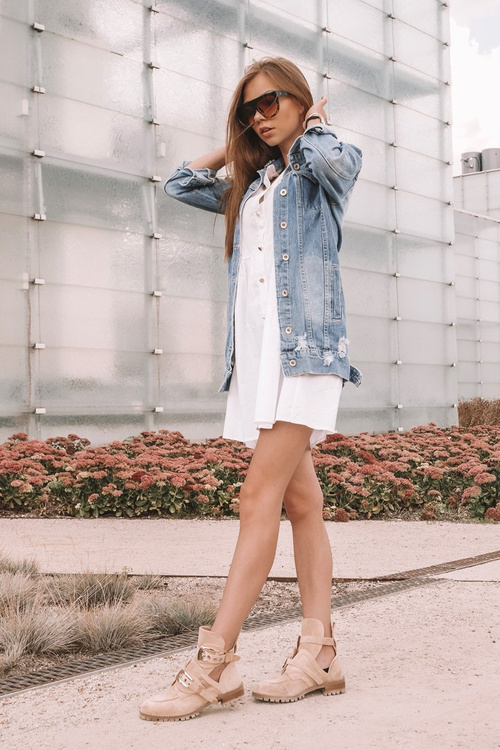 Бежеві замшеві чоботи з вирізами Lu Boo Rock Girl