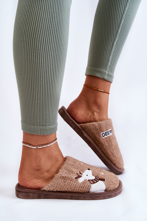 Жіночі різдвяні тапочки з оленями коричневого кольору Millio