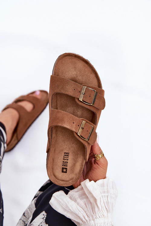 Замшеві Жіночі Тапочки З Пряжками Big Star RR274A394 Коричневі