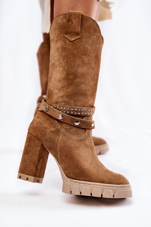 Жіночі високі чоботи на високому каблуці Lewski Shoes 3246 Beige