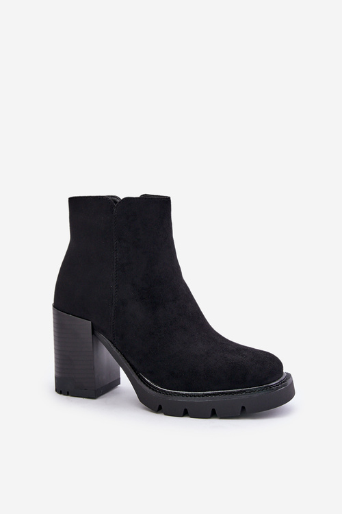 Екозамшеві ботильйони на підборах чорні Cediona