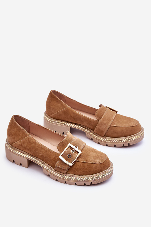 Модні замшеві лофери Темно-бежеві Eloisa