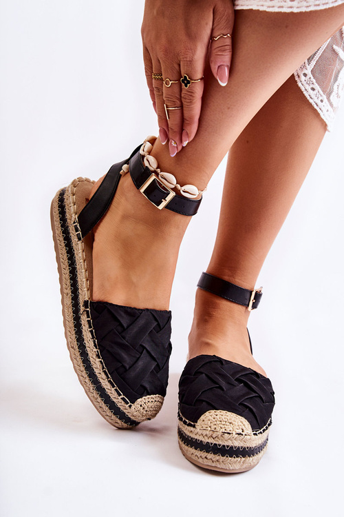 Жіночі босоніжки еспадрільї на платформі чорні Susane