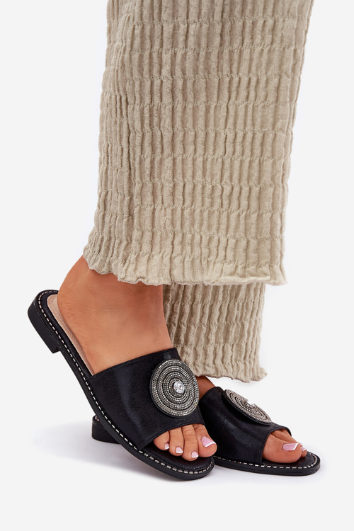 Жіночі Плоскі Сандалі З Декором S.Barski KV51-013 Чорні