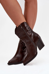 Жіночі Ковбойські Чоботи Еко Шкіра На Підборах Шоколадні Sorelia