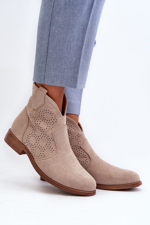 Жіночі чоботи з вирізом на підборах світло-бежеві S.Barski HY66-151