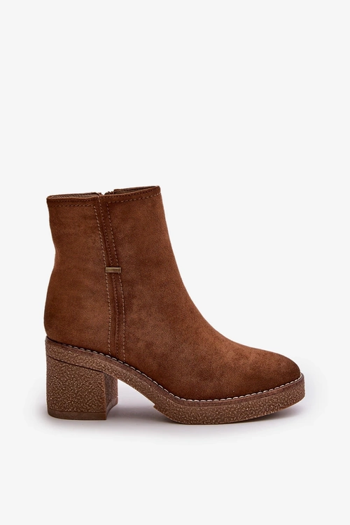 Жіночі чоботи на підборах утеплені еко замша хакі Arkesia