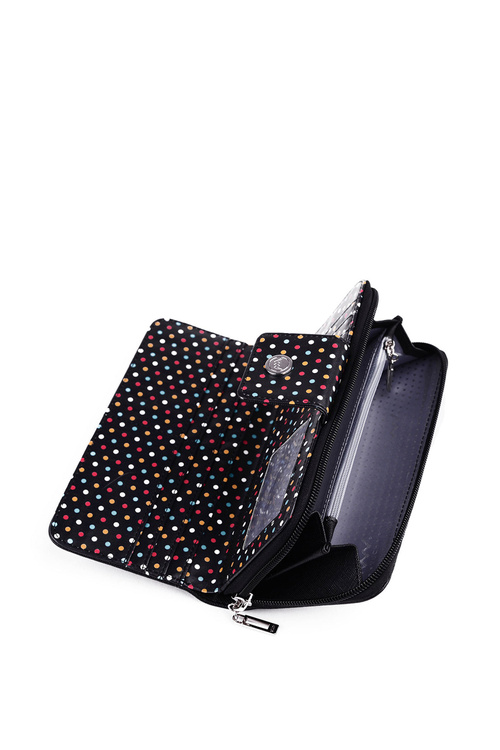 Великий жіночий гаманець на блискавці в крапки Black Huntress