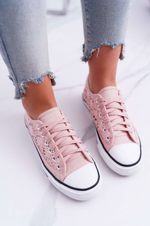 Кросівки жіночі низькі на шнурівці Veroli рожеві