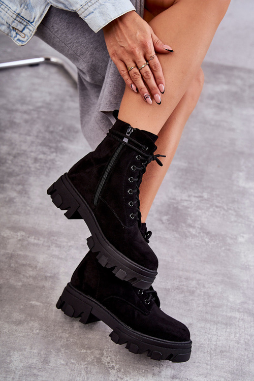 Замшеві теплі черевики Workers Black Darvin