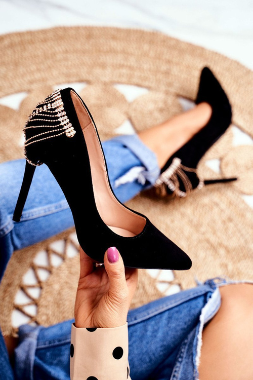 Жіночі чорні замшеві вечірні туфлі на шпильках Pacardo