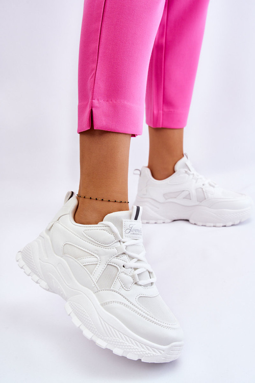 Класичні кросівки на платформі білі Larec