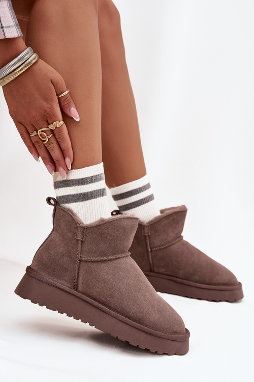 Снігоступи з натуральної замші з хутряною підкладкою Vinceza 97961 коричневі