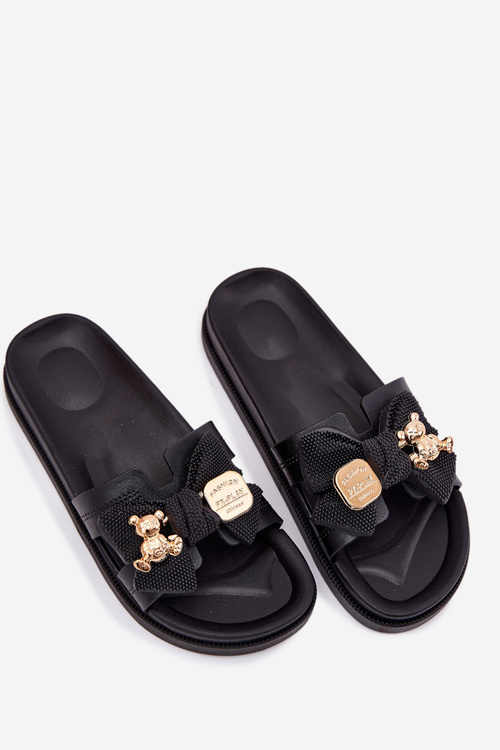 Жіночі Сандалі З Лямкою І Золотою Брошкою Чорні Lynara