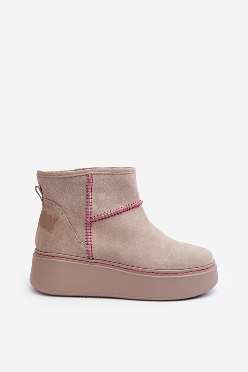 Жіночі замшеві зимові черевики Maciejka 06257-22 світло-бежевий