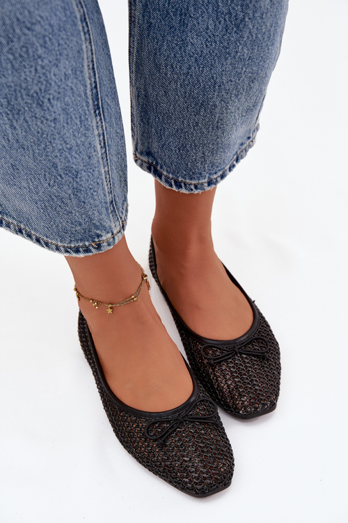 Балетки З Коси І Бантом Чорні Belirra