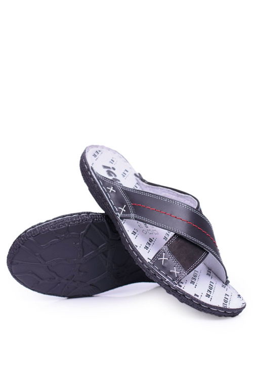 Чорні легкі шкіряні чоловічі шльопанці Добре