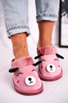 Жіночі велюрові тапочки з ламою рожевого кольору