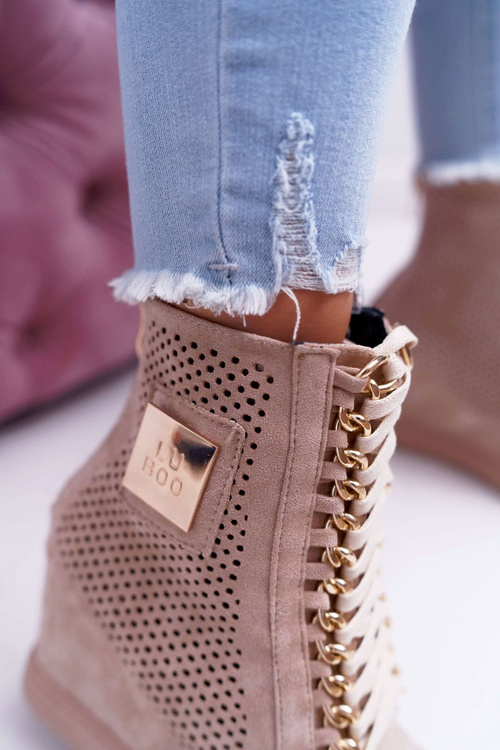 Жіночі ажурні замшеві бежеві кросівки Clamma Lu Boo