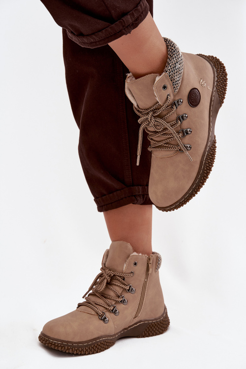 Зимові черевики Трапери жіночі Бежеві Зеная