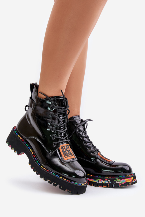 Лаковані ботильйони жіночі шкіряні на блискавці Artiker 55C0517 чорні