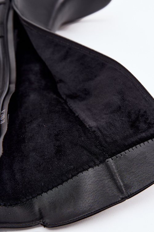 Ocieplane жіночі чоботи на підборах з ремінцем Sergio Leone KZ25826 чорні