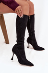 Жіночі чоботи на підборах з оздобленням D&A JC52-883 Чорний