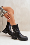 Жіночі ботильйони з екошкіри на блискавці та декоративних деталях Black Reritha