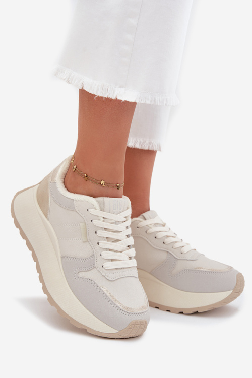 Утеплені жіночі кросівки на платформі Big Star SS274008 HI-POLY SYSTEM світло-бежеві