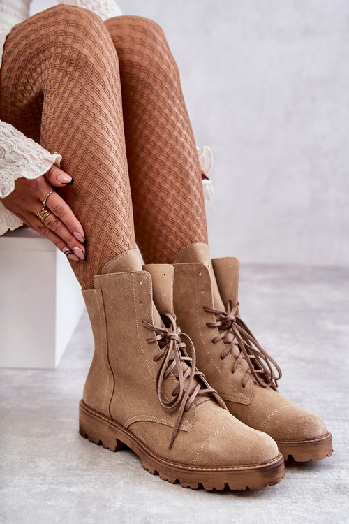 Замшеві чоботи на блискавці Ніколь 2754 Бежеві