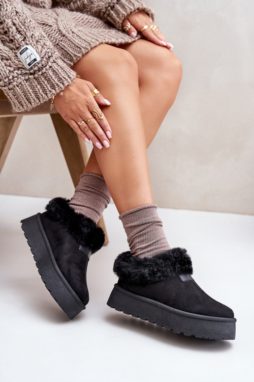 Жіночі зимові черевики з хутряною обробкою Чорні Rainsa