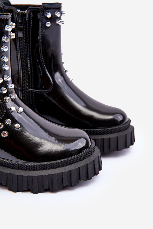 Блискучі ботильйони для дівчинки, прикрашені стразами Чорні Аделі