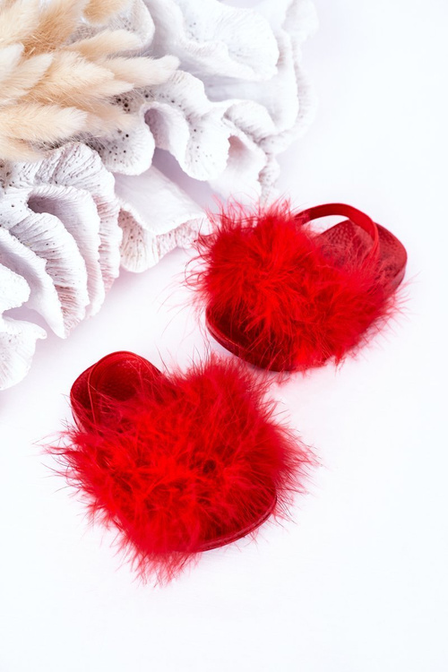 Дитячі гумові тапочки з екохутром Red Skylar