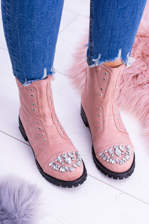 Жіночі ботильйони Lu Boo з цирконієвою пудрою рожевого кольору Carrie