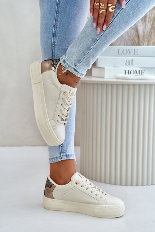 Теплі жіночі кросівки на платформі Big Star OO274A454 бежевого кольору